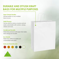 10x5x13 Medium White Paper Bags with Handles