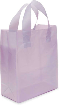 8x4x10 Small Frosted Lilac Purple Plastic Bags with Handles