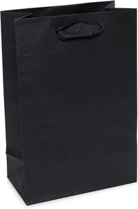 6x3x9 Extra Small Black Paper Bags with Ribbon Handles