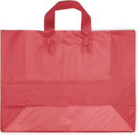 16x6x12 Large Frosted Red Plastic Bags with Handles