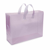 16x6x12 Large Frosted Lilac Purple Plastic Bags with Handles