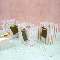 White & Gold Assorted Print Gift Bags