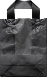 8x4x10 Small Frosted Black Plastic Bags with Handles