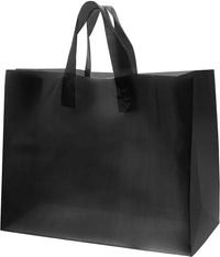 16x6x12 Large Frosted Black Plastic Bags with Handles