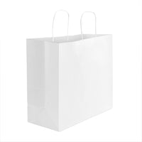 16x6x12 Large White Paper Bags with Handles