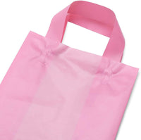 8x4x10 Small Frosted Pink Plastic Bags with Handles