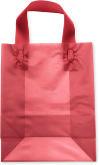 8x4x10 Small Frosted Red Plastic Bags with Handles