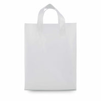 10x5x13 Medium Frosted White Plastic Bags with Handles