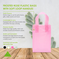 6x3x9 Extra Small Frosted Pink Plastic Bags with Handles