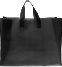 16x6x12 Large Frosted Black Plastic Bags with Handles