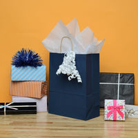 10x5x13 Medium Navy Blue Paper Bags with Handles