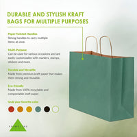 16x6x12 Large Green Paper Bags with Handles