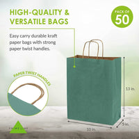 10x5x13 Medium Green Paper Bags with Handles