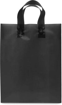 10x5x13 Medium Frosted Black Plastic Bags with Handles