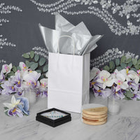 6x3x9 Extra Small White Paper Bags with Handles