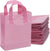 8x4x10 Small Frosted Pink Plastic Bags with Handles