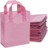 8x4x10 Small Frosted Pink Plastic Bags with Handles