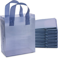 10x5x13 Medium Frosted Navy Blue Plastic Bags with Handles