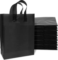 10x5x13 Medium Frosted Black Plastic Bags with Handles