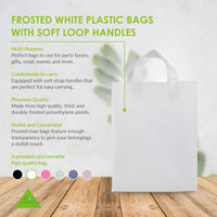 10x5x13 Medium Frosted White Plastic Bags with Handles