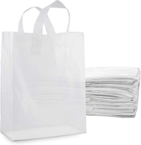 10x5x13 Medium Frosted White Plastic Bags with Handles