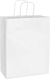 10x6.75x12 White Paper Takeout Bags with Handles