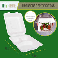 8x8 White Clamshell Containers