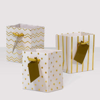 White & Gold Assorted Print Gift Bags