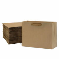 16x6x12 Large Brown Paper Bags with Ribbon Handles