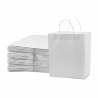 10x6.75x12 White Paper Takeout Bags with Handles