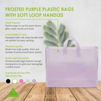 16x6x12 Large Frosted Lilac Purple Plastic Bags with Handles