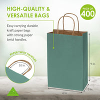 Green Paper Bags with Handles