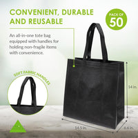 14.5x6.6x14 Bulk Black Heat Sealed Reusable Fabric Bags