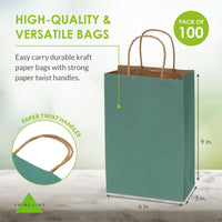 Green Paper Bags with Handles