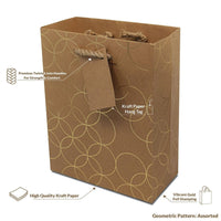 Gold Pattern Brown Kraft Gift Bags